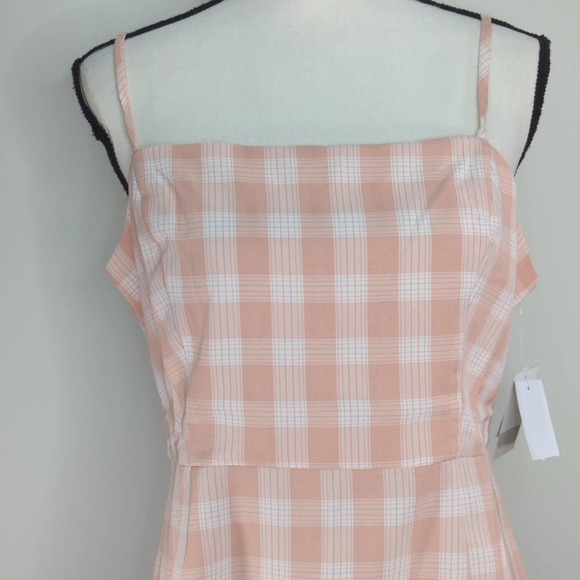 NWT | BP. Square Neck Strappy Coral & White Gingham Dress - Picture 3 of 11
